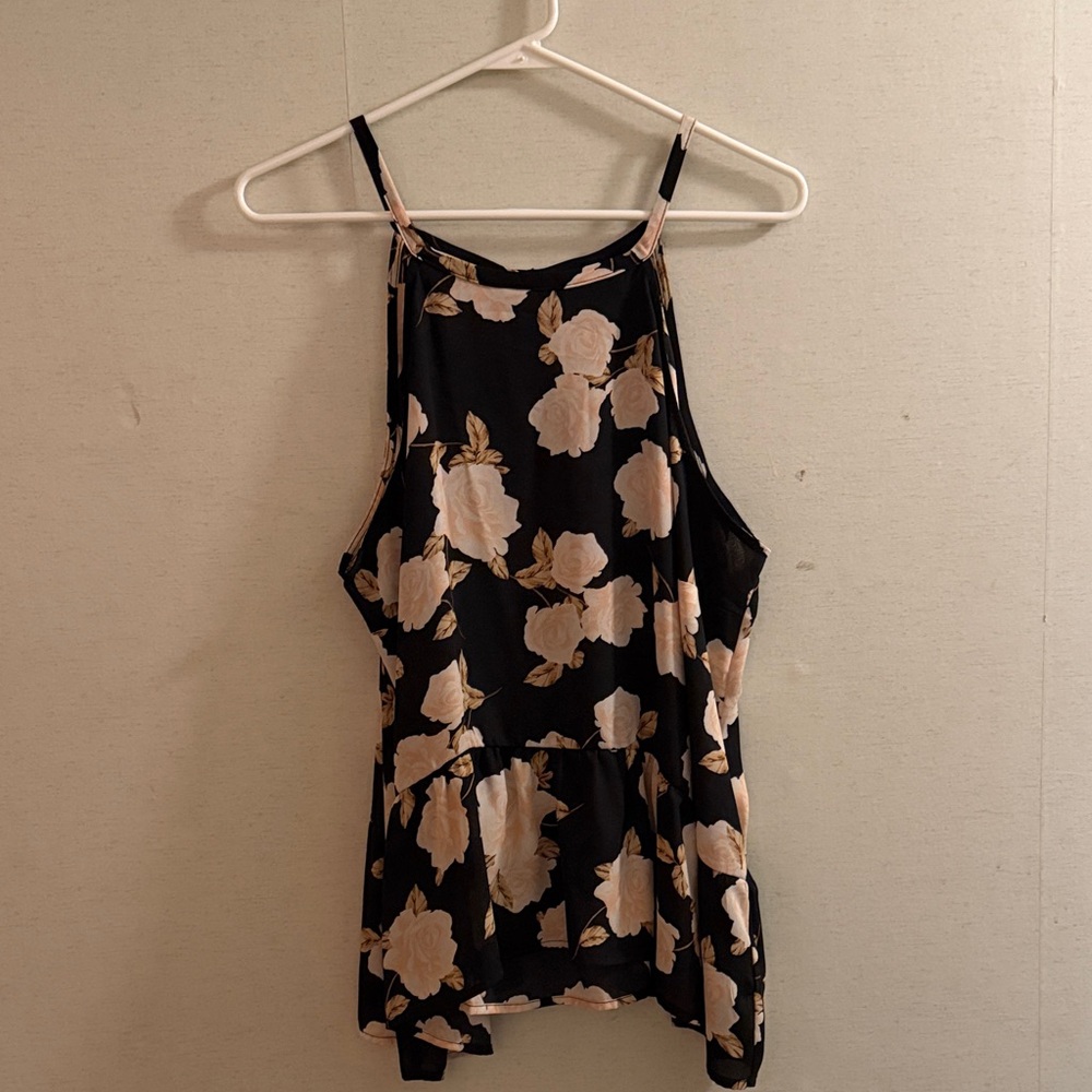 Torrid Black and Cream Floral Camisole